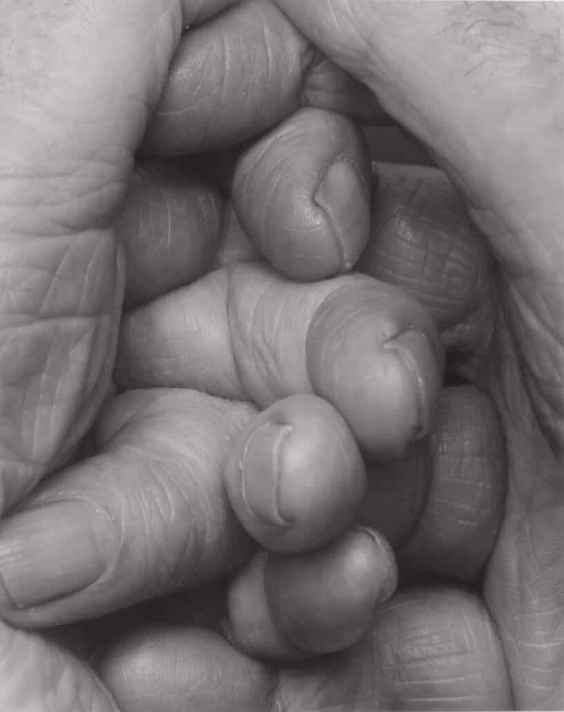 John Coplans, Interlocking Fingers N°15, 2000. 86 x 69cm. Photograph. Image courtesy of Galerie Anne de Villepoix