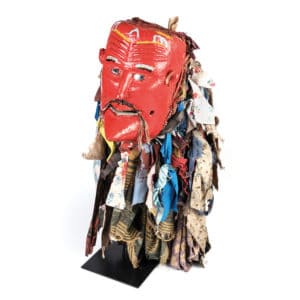Chewa, Nyau mask, Malawi, 20th century. Wood, paint, mirrors, hair, textile pieces. Mask height: 30cm. Courtesy of Stephan Welz & Co.