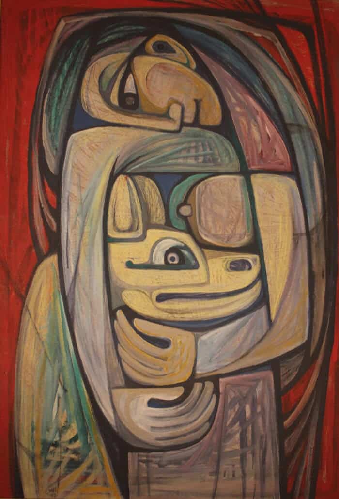 Samir Rafi, Untitled, 1973. Oil on Board. Courtesy of UBUNTU Art Gallery.