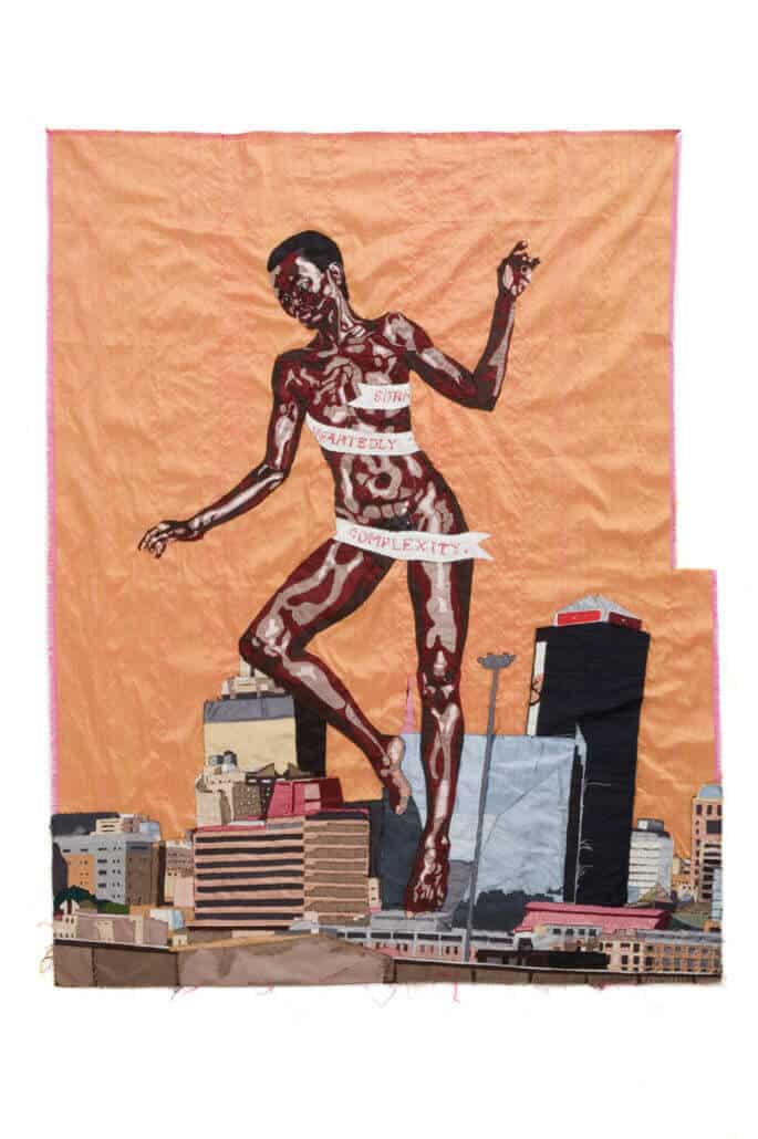 Billie Zangewa, The rebirth of the black venus, 2010. Silk tapestry, 127x103cm. Courtesy of the artist & blank projects.