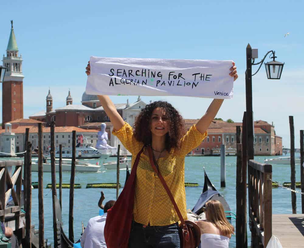 Amina Zoubir, Searching for the Algerian Pavilion, 2013. Performance during Venice Biennale. Courtesy of the artist.